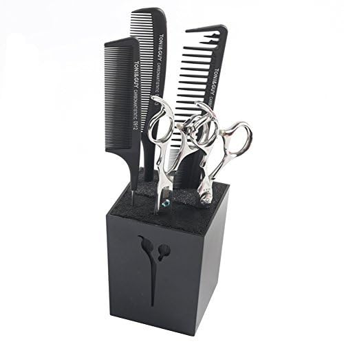 OLizee Professional Acylic Salon Scissors Holder Box Hairdressing Combs Clips Organizer Rack for Hair StylistBlack